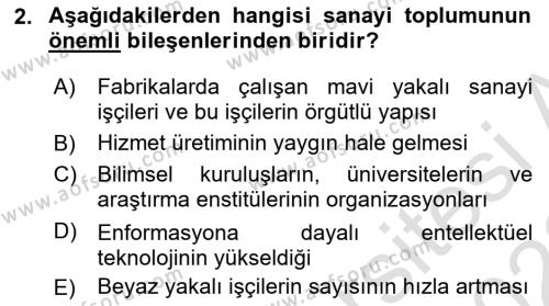 Çağdaş Sosyoloji Kuramları Dersi 2022 - 2023 Yılı (Vize) Ara Sınavı 2. Soru