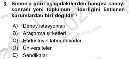 Çağdaş Sosyoloji Kuramları Dersi 2022 - 2023 Yılı (Vize) Ara Sınavı 3. Soru