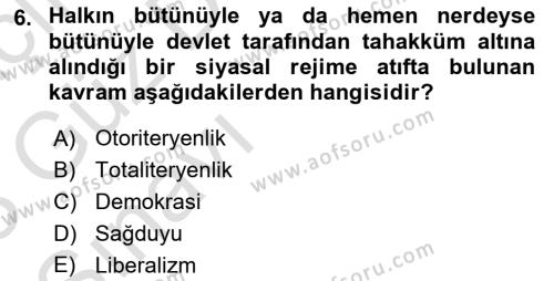 Çağdaş Sosyoloji Kuramları Dersi 2022 - 2023 Yılı (Vize) Ara Sınavı 6. Soru