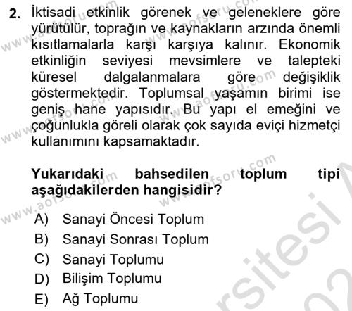 Çağdaş Sosyoloji Kuramları Dersi 2023 - 2024 Yılı (Vize) Ara Sınavı 2. Soru