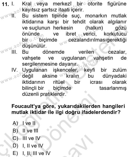 Çağdaş Sosyoloji Kuramları Dersi 2023 - 2024 Yılı (Final) Dönem Sonu Sınavı 11. Soru