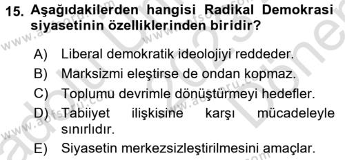 Çağdaş Sosyoloji Kuramları Dersi 2023 - 2024 Yılı (Final) Dönem Sonu Sınavı 15. Soru