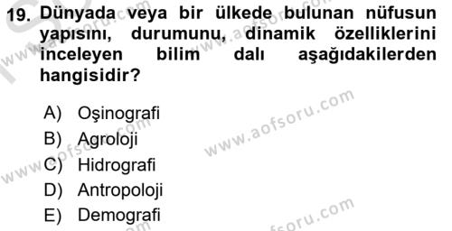 Çağdaş Sosyoloji Kuramları Dersi 2023 - 2024 Yılı (Final) Dönem Sonu Sınavı 19. Soru