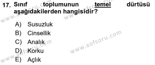 Sosyolojide Yakın Dönem Gelişmeler Dersi 2021 - 2022 Yılı (Vize) Ara Sınavı 17. Soru