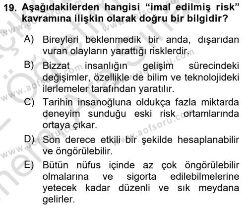 Sosyolojide Yakın Dönem Gelişmeler Dersi 2021 - 2022 Yılı (Vize) Ara Sınavı 19. Soru