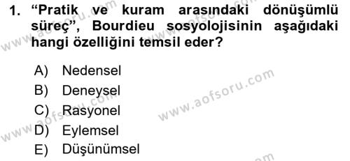 Sosyolojide Yakın Dönem Gelişmeler Dersi 2021 - 2022 Yılı Yaz Okulu Sınavı 1. Soru