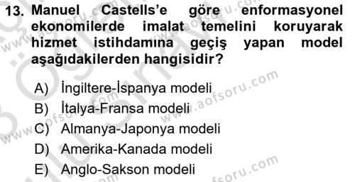 Sosyolojide Yakın Dönem Gelişmeler Dersi 2022 - 2023 Yılı Yaz Okulu Sınavı 13. Soru