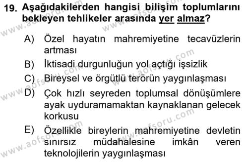 Sosyolojide Yakın Dönem Gelişmeler Dersi 2023 - 2024 Yılı (Vize) Ara Sınavı 19. Soru