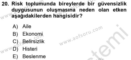 Sosyolojide Yakın Dönem Gelişmeler Dersi 2023 - 2024 Yılı (Vize) Ara Sınavı 20. Soru