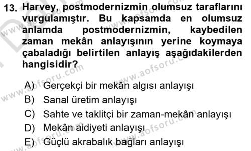 Sosyolojide Yakın Dönem Gelişmeler Dersi 2023 - 2024 Yılı (Final) Dönem Sonu Sınavı 13. Soru