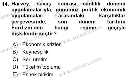 Sosyolojide Yakın Dönem Gelişmeler Dersi 2023 - 2024 Yılı (Final) Dönem Sonu Sınavı 14. Soru