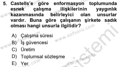 Sosyolojide Yakın Dönem Gelişmeler Dersi 2023 - 2024 Yılı (Final) Dönem Sonu Sınavı 5. Soru