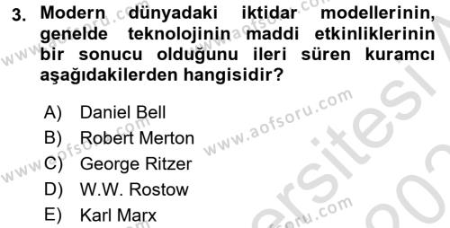 Ekonomi Sosyolojisi Dersi 2020 - 2021 Yılı Yaz Okulu Sınavı 3. Soru