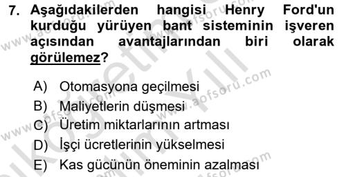 Ekonomi Sosyolojisi Dersi 2020 - 2021 Yılı Yaz Okulu Sınavı 7. Soru