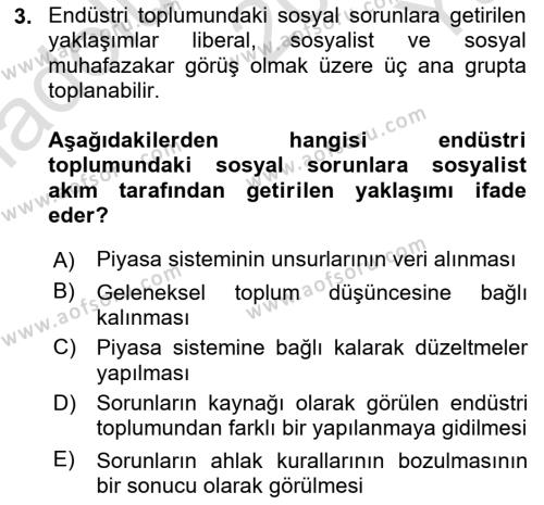 Ekonomi Sosyolojisi Dersi 2021 - 2022 Yılı Yaz Okulu Sınavı 3. Soru