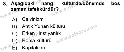 Ekonomi Sosyolojisi Dersi 2021 - 2022 Yılı Yaz Okulu Sınavı 8. Soru