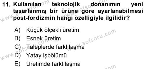 Ekonomi Sosyolojisi Dersi 2022 - 2023 Yılı (Final) Dönem Sonu Sınavı 11. Soru