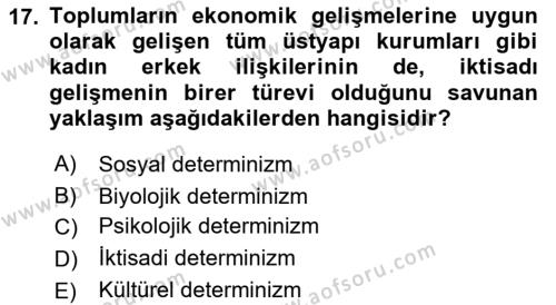 Ekonomi Sosyolojisi Dersi 2023 - 2024 Yılı (Vize) Ara Sınavı 17. Soru