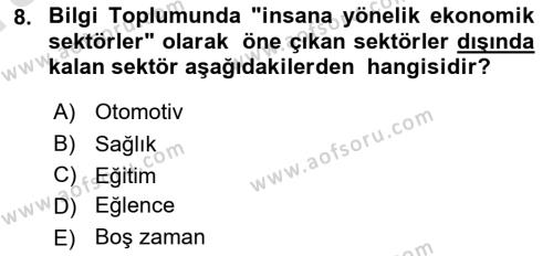 Ekonomi Sosyolojisi Dersi 2023 - 2024 Yılı (Vize) Ara Sınavı 8. Soru