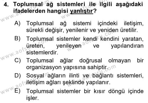 Ekonomi Sosyolojisi Dersi 2023 - 2024 Yılı Yaz Okulu Sınavı 4. Soru