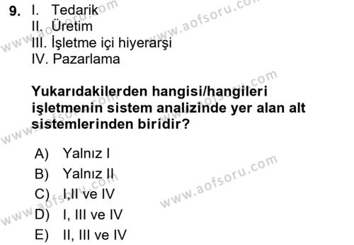 Ekonomi Sosyolojisi Dersi 2024 - 2025 Yılı (Vize) Ara Sınavı 9. Soru