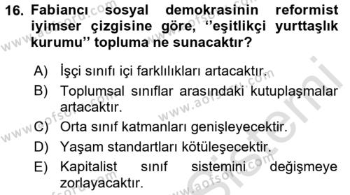 Toplumsal Tabakalaşma ve Eşitsizlik Dersi 2021 - 2022 Yılı (Vize) Ara Sınavı 16. Soru