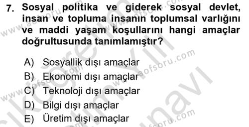 Toplumsal Tabakalaşma ve Eşitsizlik Dersi 2021 - 2022 Yılı (Vize) Ara Sınavı 7. Soru