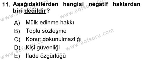 Toplumsal Tabakalaşma ve Eşitsizlik Dersi 2021 - 2022 Yılı Yaz Okulu Sınavı 11. Soru