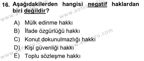 Toplumsal Tabakalaşma ve Eşitsizlik Dersi 2023 - 2024 Yılı (Vize) Ara Sınavı 16. Soru