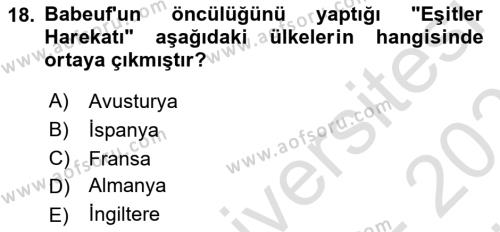 Toplumsal Tabakalaşma ve Eşitsizlik Dersi 2023 - 2024 Yılı (Vize) Ara Sınavı 18. Soru