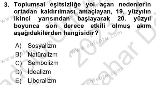 Toplumsal Tabakalaşma ve Eşitsizlik Dersi 2023 - 2024 Yılı (Vize) Ara Sınavı 3. Soru