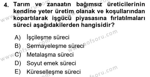 Toplumsal Tabakalaşma ve Eşitsizlik Dersi 2023 - 2024 Yılı (Vize) Ara Sınavı 4. Soru