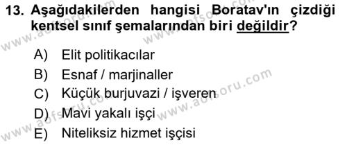 Toplumsal Tabakalaşma ve Eşitsizlik Dersi 2023 - 2024 Yılı (Final) Dönem Sonu Sınavı 13. Soru