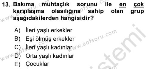 Aile Sosyolojisi Dersi 2021 - 2022 Yılı Yaz Okulu Sınavı 13. Soru