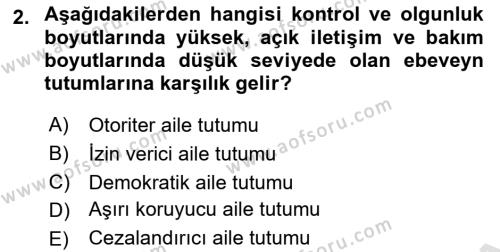 Aile Sosyolojisi Dersi 2021 - 2022 Yılı Yaz Okulu Sınavı 2. Soru