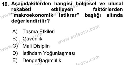 Endüstri Sosyolojisi Dersi 2021 - 2022 Yılı Yaz Okulu Sınavı 19. Soru