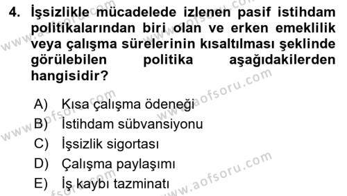 Endüstri Sosyolojisi Dersi 2021 - 2022 Yılı Yaz Okulu Sınavı 4. Soru