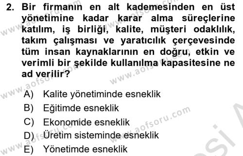 Endüstri Sosyolojisi Dersi 2022 - 2023 Yılı Yaz Okulu Sınavı 2. Soru