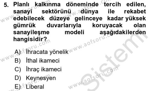 Endüstri Sosyolojisi Dersi 2022 - 2023 Yılı Yaz Okulu Sınavı 5. Soru