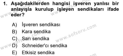 Endüstri Sosyolojisi Dersi 2023 - 2024 Yılı (Vize) Ara Sınavı 1. Soru