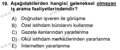 Endüstri Sosyolojisi Dersi 2023 - 2024 Yılı (Vize) Ara Sınavı 19. Soru