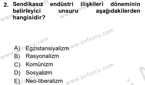 Endüstri Sosyolojisi Dersi 2023 - 2024 Yılı (Final) Dönem Sonu Sınavı 2. Soru