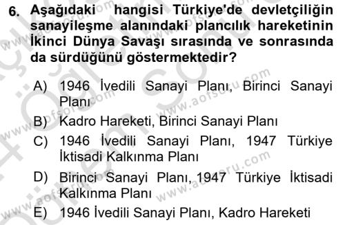 Endüstri Sosyolojisi Dersi 2023 - 2024 Yılı (Final) Dönem Sonu Sınavı 6. Soru