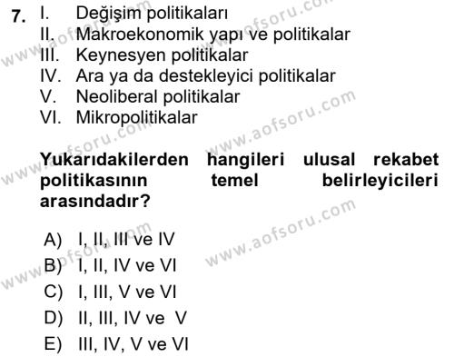 Endüstri Sosyolojisi Dersi 2023 - 2024 Yılı (Final) Dönem Sonu Sınavı 7. Soru