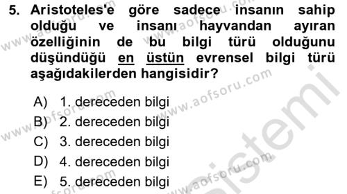 Kültür Sosyolojisi Dersi 2020 - 2021 Yılı Yaz Okulu Sınavı 5. Soru