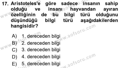 Kültür Sosyolojisi Dersi 2021 - 2022 Yılı (Vize) Ara Sınavı 17. Soru