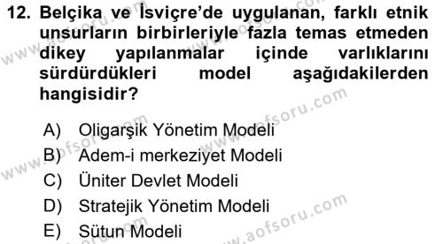 Kültür Sosyolojisi Dersi 2021 - 2022 Yılı Yaz Okulu Sınavı 12. Soru