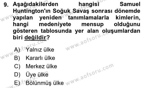 Kültür Sosyolojisi Dersi 2021 - 2022 Yılı Yaz Okulu Sınavı 9. Soru