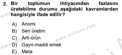 Kültür Sosyolojisi Dersi 2022 - 2023 Yılı (Vize) Ara Sınavı 2. Soru