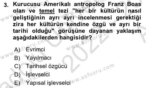 Kültür Sosyolojisi Dersi 2022 - 2023 Yılı (Vize) Ara Sınavı 3. Soru